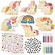 JIANGZHIB 35 Stück Einhorn Bastelset Kit, Einhorn Holz Bastelset Mit 50 Augen, 3 Edelsteinaufkleber Und 12 Aquarellstift, Basteln Zum Bemalen Kinder für DIY Basteln Kindergeburtstag