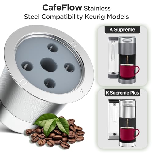 Image of Reusable K Cups for ke K Supreme | Refillable K cups with Adapter for ke K Supreme (Plus) Coffee Maker (4 pack)