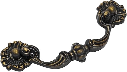 Cajón de fianza C-C de 4.5 pulgadas, tirador de cajón de latón antiguo, estilo vintage, 4 12 pulgadas, centros de 4.528 in (1)