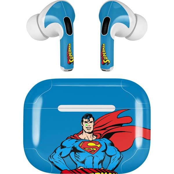 Skinit Decal Audio Skin Compatible with AirPods Pro 2nd Gen - Officially Licensed DC Comics Superman Classic Art Pose Design