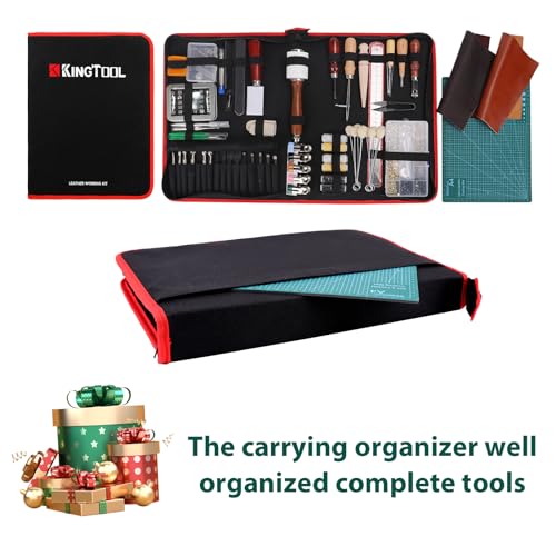 Foto de 386 herramientas avanzadas de costura de cuero y suministros con organizador de transporte, herramientas de estampado, agujas y remaches, kit perfecto para costura, perforación, corte, costura, cuero, (imagen 7)