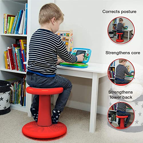 Image of Studico ActiveChairs Kids Wobble Stool, Flexible Seating for Preschool & Elementary Classrooms. Improves Focus & Posture, Helps ADHA /ADD, Wiggle Seat, [Active Desk Chairs], 14 inch Stool, Ages 3-7, Red