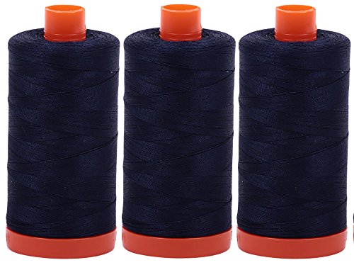 Aurifil Mako 50wt 3 Grandes Bobinas Color Azul Muy Oscuro miniatura 1
