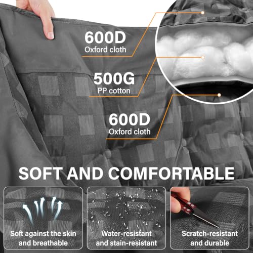 Silla doble de camping para adultos, silla loveseat acolchada resistente, gris miniatura 3