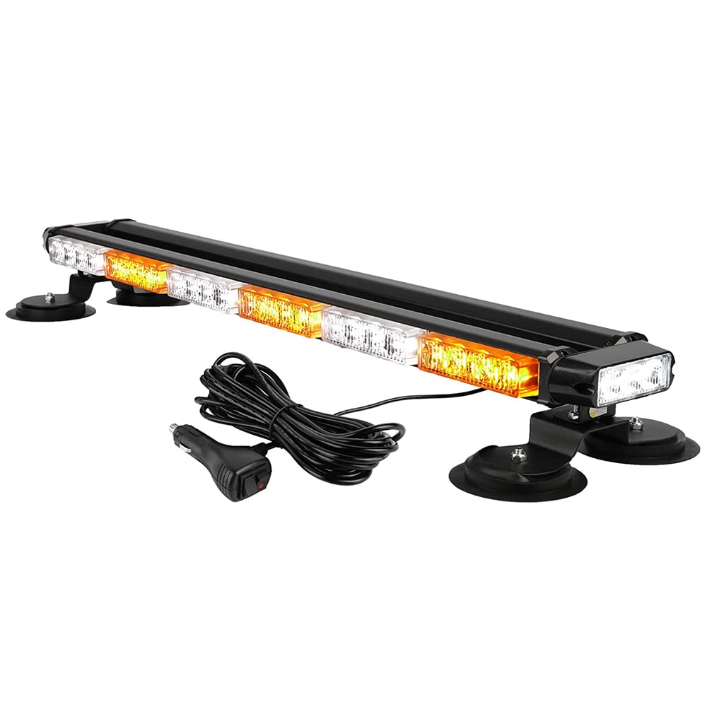 Riloer 54 LED stroboskop z podwójnym miganiem lampy błyskowej o wysokiej intensywności z podstawą magnetyczną, żółte światło + białe światło