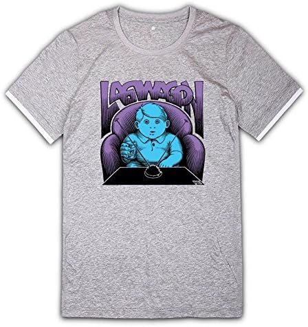 Cretive Men's Lagwagon Band Mercerized Cotton T-Shirts O Neck Tees Light Grey L
