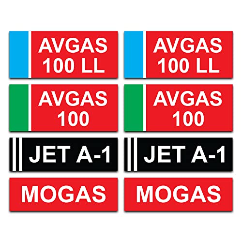Hochwertige Kraftstoff Aufkleber für Flugbenzine : AVGAS 100 LL, AVGAS 100, Jet-A1 & MOGAS, 8 Stück Hochwertige Kraftstoff Aufkleber für Flugbenzine : AVGAS 100 LL, AVGAS 100, Jet-A1 & MOGAS, 8 Stück