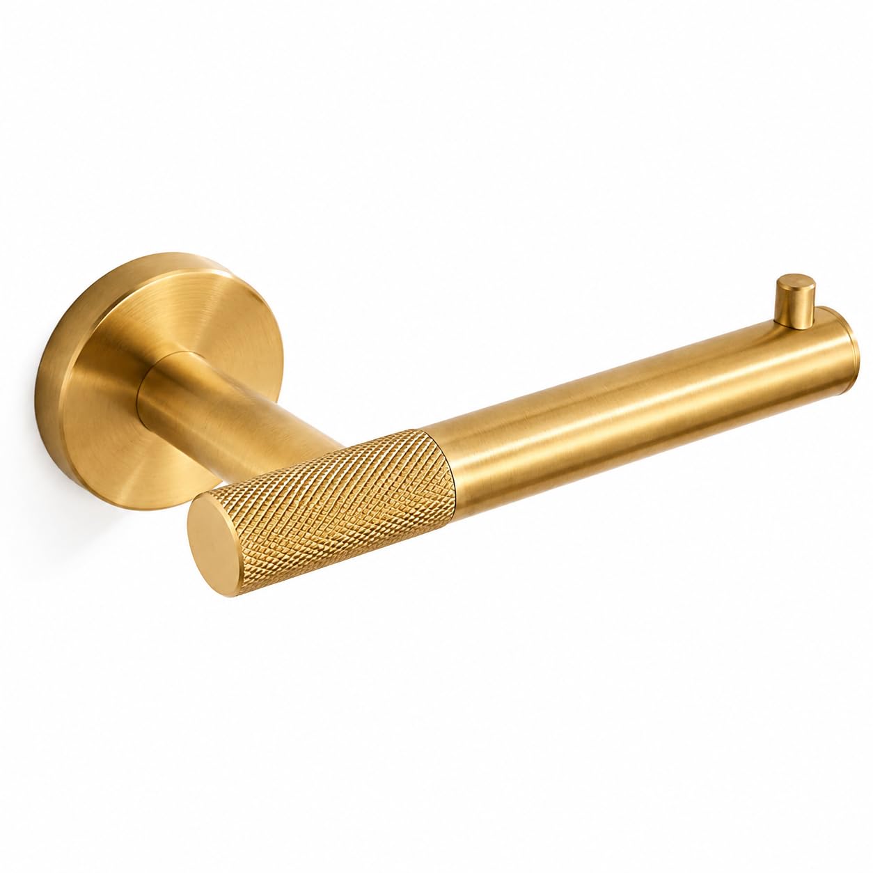 Brushed Gold Toilet Paper Holder, Wall Mounted Toilet Tissue Holder, SUS304 Stainless Steel, Fits Mega & Jumbo Rolls, Solid Knurled Detail, Modern Bathroom Hardware