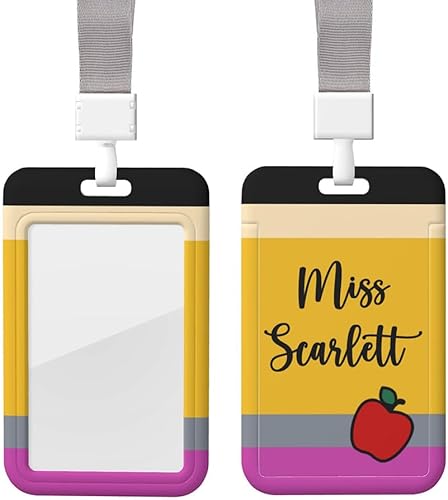 Soporte personalizado para tarjetas de identificación de profesor con cordón, bonito portatarjetas de identificación con tema de crayón para