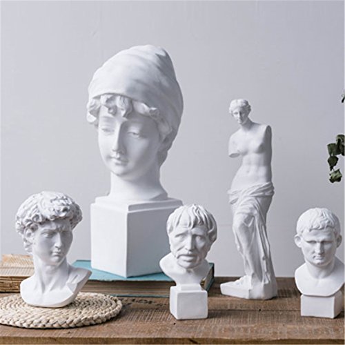 LKXHarleya 6 Inch Classic Greek Michelangelo David Bust Statue Replica Sculpture Figurine for Artist