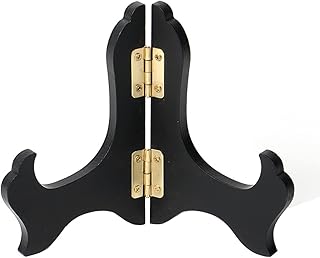 MIUPOO Wooden Display Stand,Black Wooden Photo Holder Stand, Displays Picture Frames, Decorative Plates,Desktop ornaments and Artwork Display Stand,4 Inches