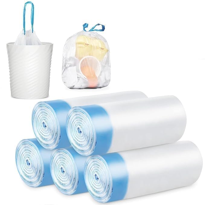 DIVHUK 5 Gallon Drawstring Trash Bags, White Unscented Strong Garbage for Kitchen Bath Bedroom Car Trash Can Kitchen,Waste Bin,Portable Strong Wastebasket Office Waste Bin Liners 75Pcs 45X50CM-image-25