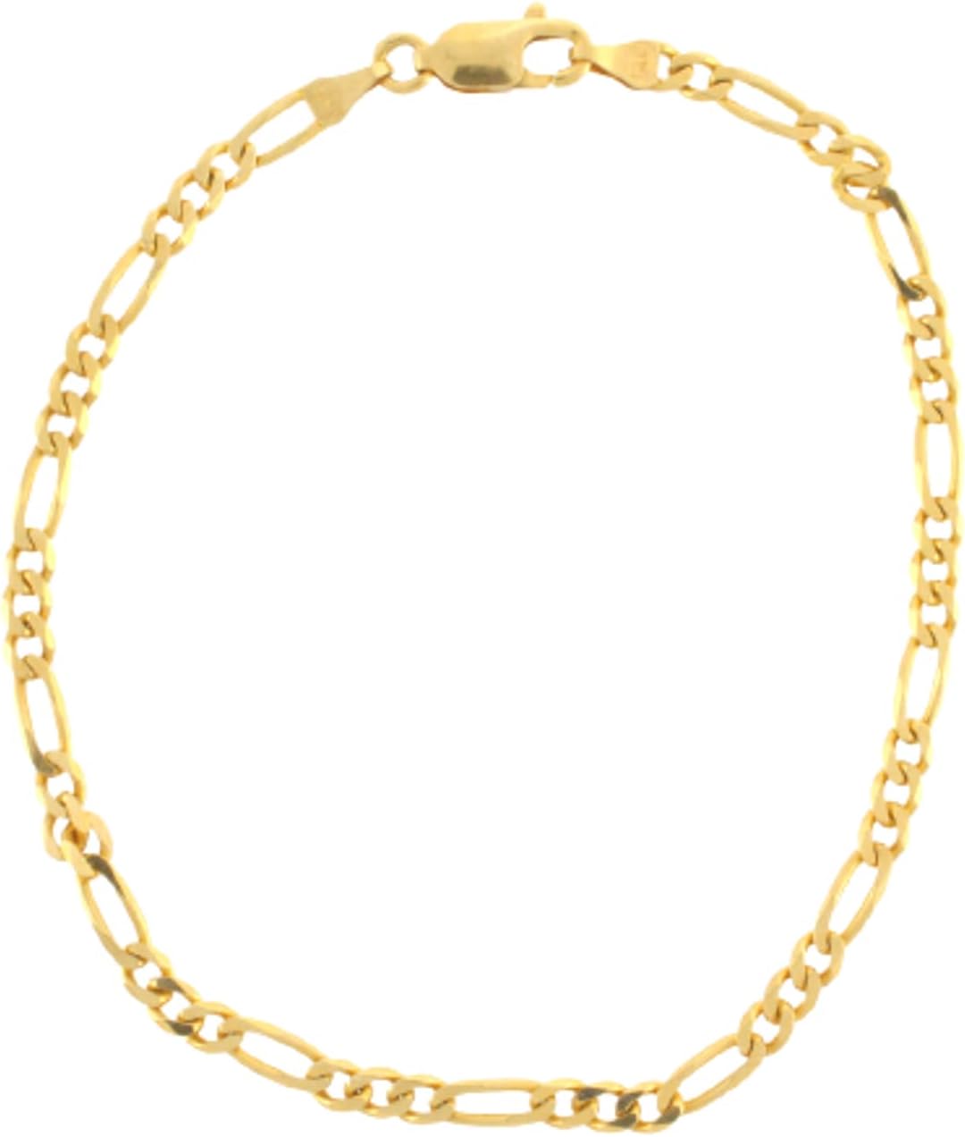 10K Yellow Gold Hollow Figaro Link Bracelet and Anklet for Men and Women 3.5mm