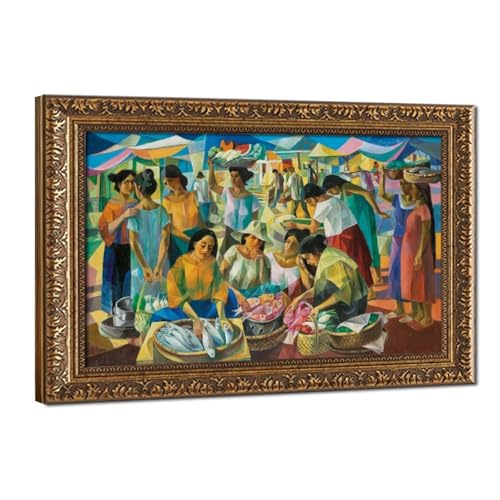 Impression sur toile Marché de Vicente Manansala pour salon | 61x91,4 cm
