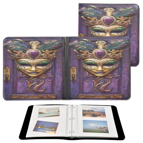 Álbum de fotos autoadhesivo DIY álbum carnaval retro puerta Mardi Gras con 3 argollas 40 páginas tamaño 8x10 para recuerdos miniatura 2