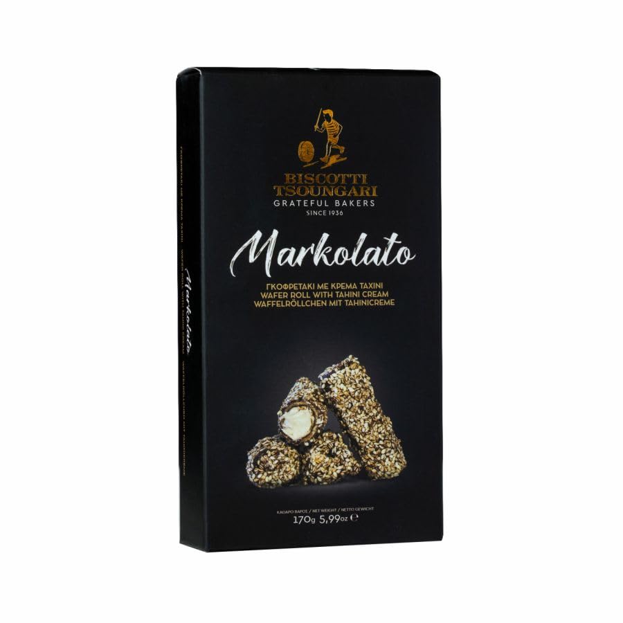 Biscotti Tsoungari -Markolato– Wafer Roll With Tahini Cream, 170g (5.99 oz)