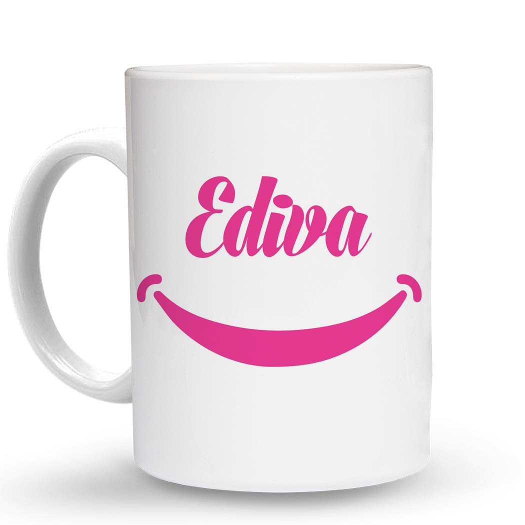 Makoroni Ediva Female Name - 11 Oz. Unique Ceramic Coffee Cup, Coffee Mug