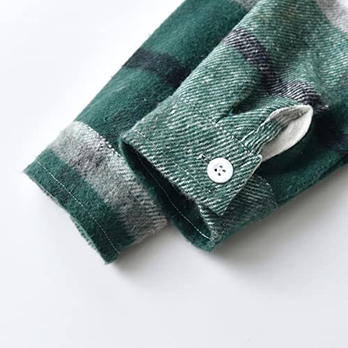 Toddler Kids Boys Girls Hooded Outwear Plaid Shirt Button Plaid Shirt Casual Jacket with Pockets (A, 2-3 Years)3