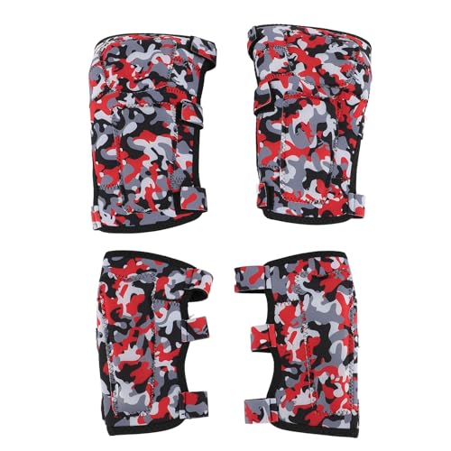 Conjunto de Rodillas y chuletas para niños, Transpirable, Ajustable, protección de Rodilla y Codos para Bicicleta, Scooter, Skate, Skate (Rojo)
