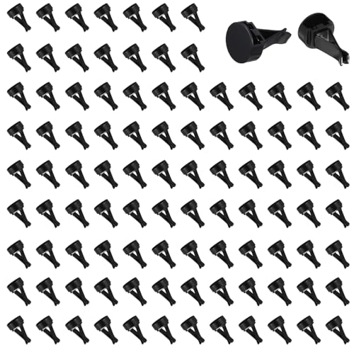 Image of 100 Pcs Metal Car Vent Clips with Round Plastic Slot Head, Air Vent Clips Car Accessories Replacement, Car Air Fresheners Perfume Vent Clips for Most Car, Office, Home (Black, 40x24mm)