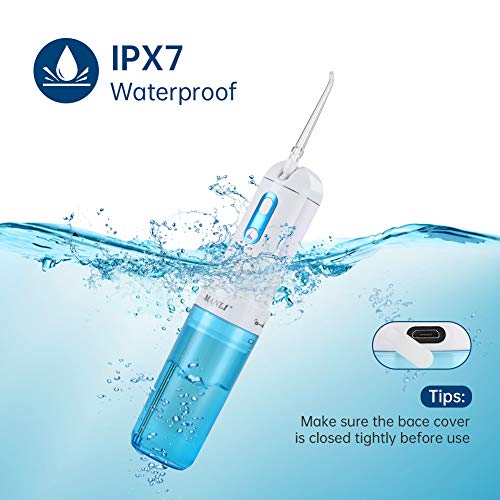 Water Power Flosser, MANLI Professional Cordless Dental Oral Irrigator, Power Dental Flossers, USB Rechargeable, Ipx7 Waterproof & 4 Modes for Travel, Home and Family Use