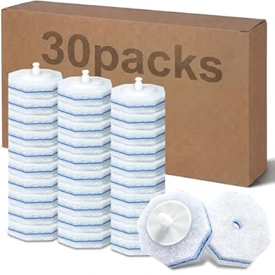 ROUNDSQUARE 30 Count Toilet Wand Cleaner Refills 5X Cleaning Power Disposable Prefilled Toilet Cleaning Scrubbers, No Falling Apart, Fresh Fragrance