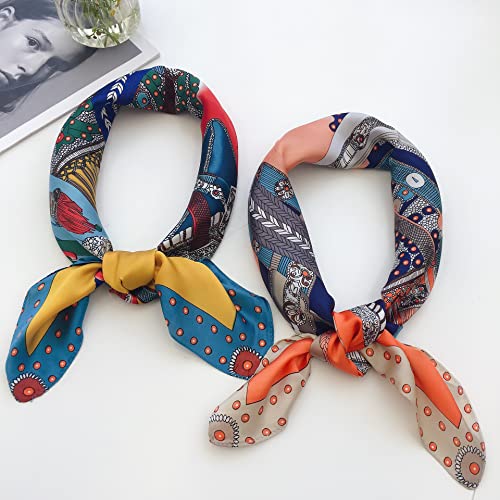 10Pcs 19.7inch Mixed Color Silk Square Scarf Neck Scarfs Multi-functions Handkerchief Satin Handbag Wraps Headband Hair Tie Band 50x50cm3