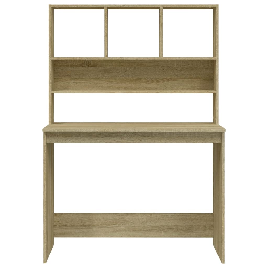 Biurko z regałem, dąb Sonoma, materiał drewnopochodny, 102 x 45 x 148 cm, kompaktowe biurko komputerowe, biurko biurowe, miejsce pracy do domu, biura, gabinetu, z miejscem do przechowywania i