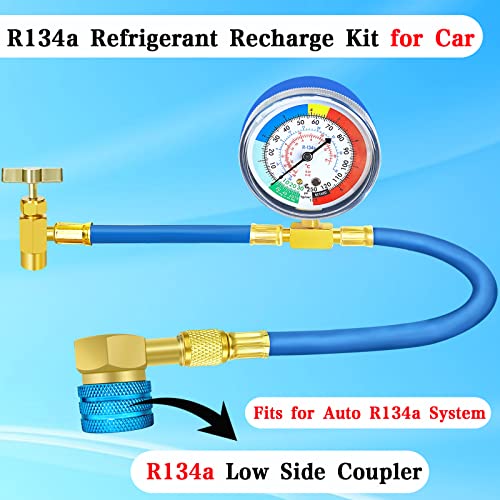 R134A Refrigerator Freon Recharge Hose Kit-R134A Ac Refrigerant Charging Guage Hose Set With Bpv31 Bullet Piercing Tap Valve And R134A Self-Sealing Adapter, For Home A/C Refrigerant System (Red) #TOP2