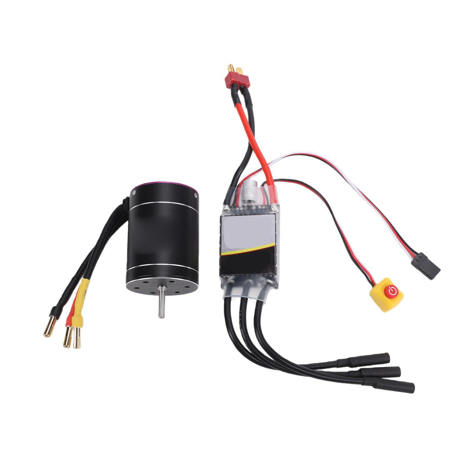 POENVFPO Bezszczotkowy Silnik RC ESC Combo, Bezszczotkowy Silnik 2600KV 75A i Zestaw ESC do łodzi RC Cars w Skali 1/10 1/8
