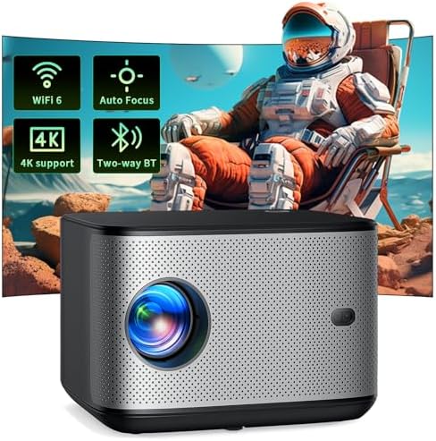 Vidéoprojecteur 4K Netflix Officiel - Autofocus, Correction Trapèze Automatique - 400 ANSI, Bluetooth - Pour Maison Et Extérieur