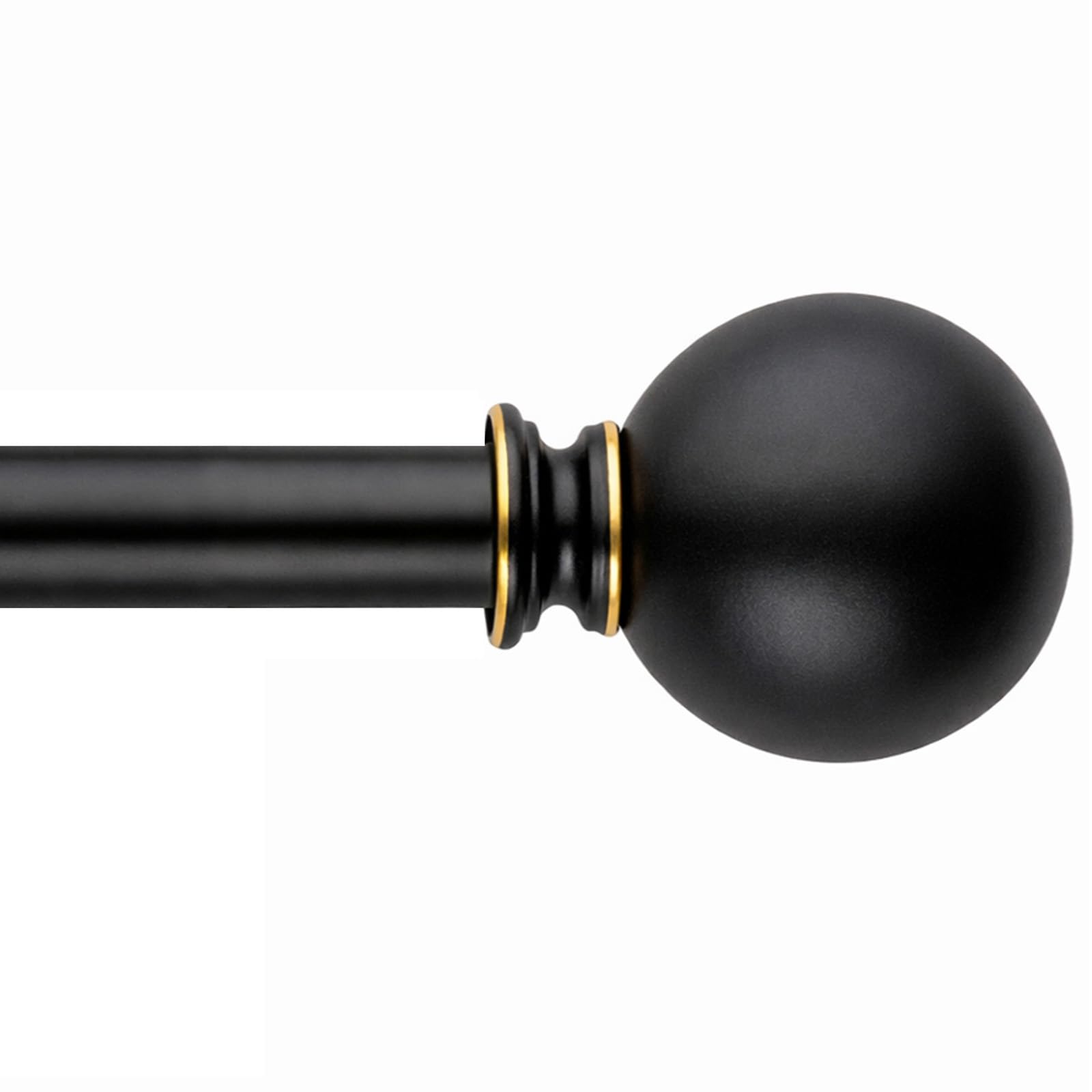 Golde Curtain Rods for Windows 18 to 144 inches,1 Inch Modern Metal Drapery Rods,Adjustable Heavy Duty Curtain Pole with Round Finials(18"-144"Black Gold)