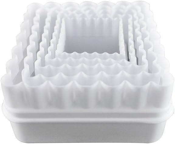 4" Cookie Cutter Square Shape Set of 5 Pieces Plastic White by Topenca Supplies