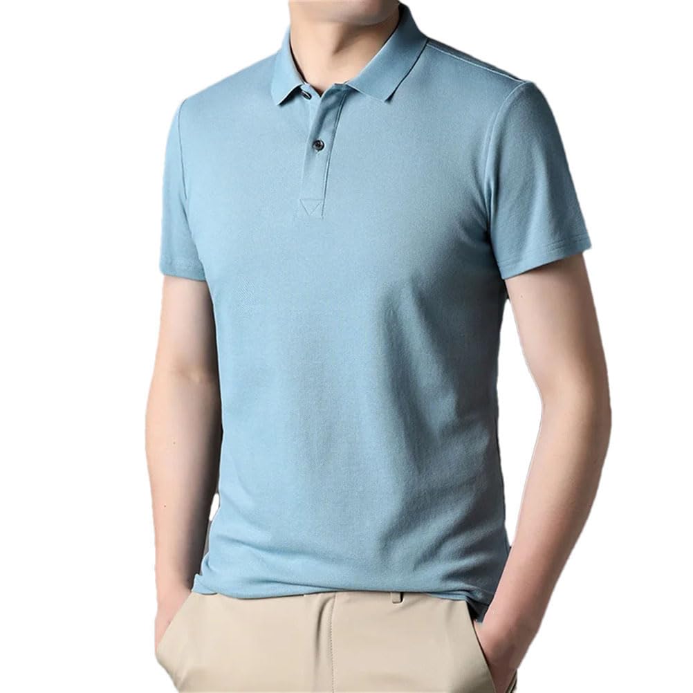 Polo de algodón liso para hombre, manga corta, informal, para golf
