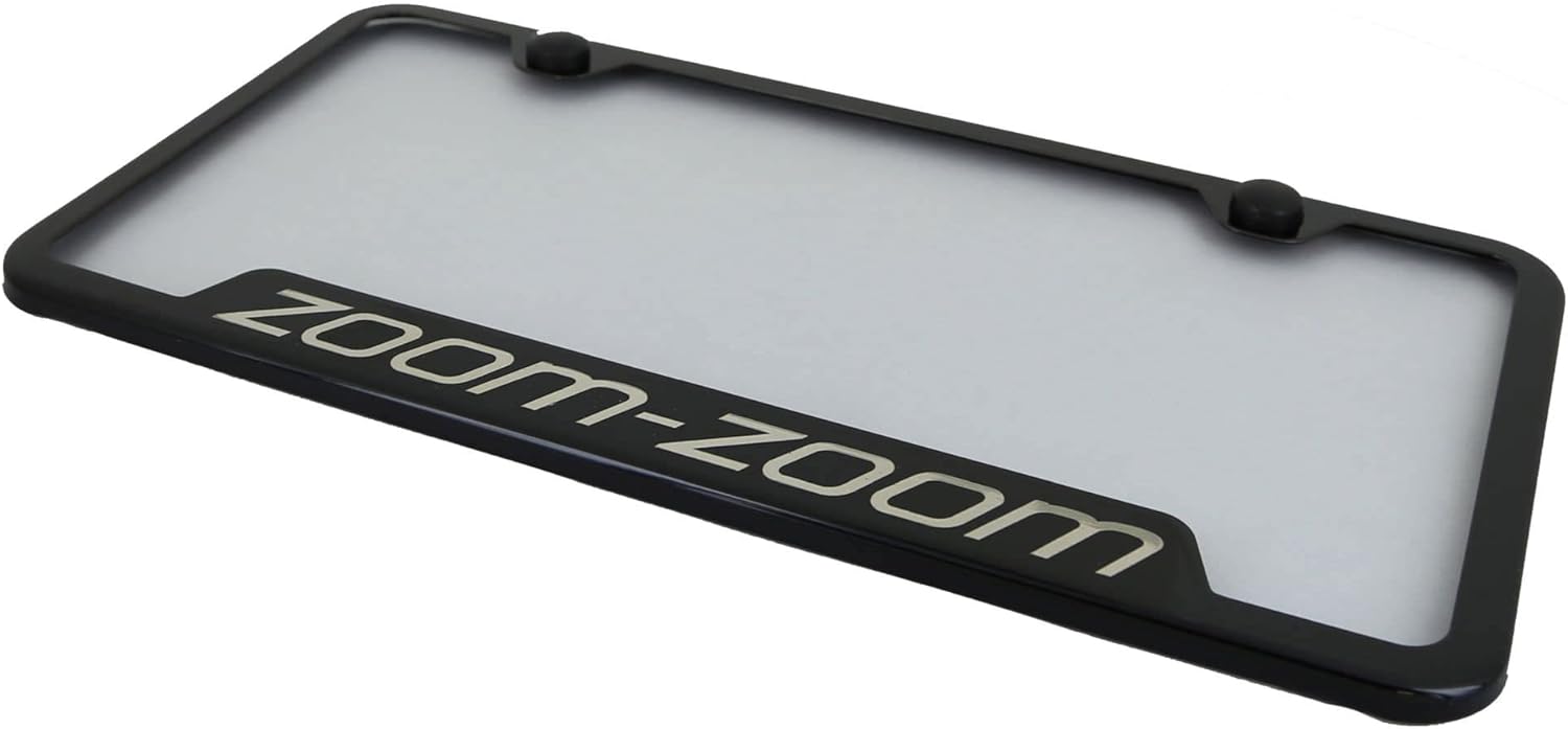 Automotive Gold Laser Etched Zoom Zoom Black Cut-Out Frame