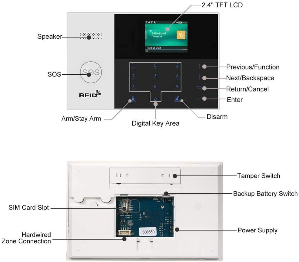 WiFi IP Cloud GSM Tuya Wireless Intelligent Home Office Security Alarm Burglar Anti-Theft System,RFID Access,Auto Dialer,Touch Keypad