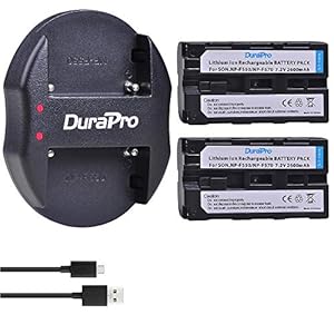 DuraPro 2 Stück NP-F550 NP F550 Akku + Dual USB Ladegerät für Sony NP-F330, NP-F530, NP-F570 Akku und Sony CCD-SC55, TR516, TR716, TR818, TR910, TR917, CCD-RV100 Kameras