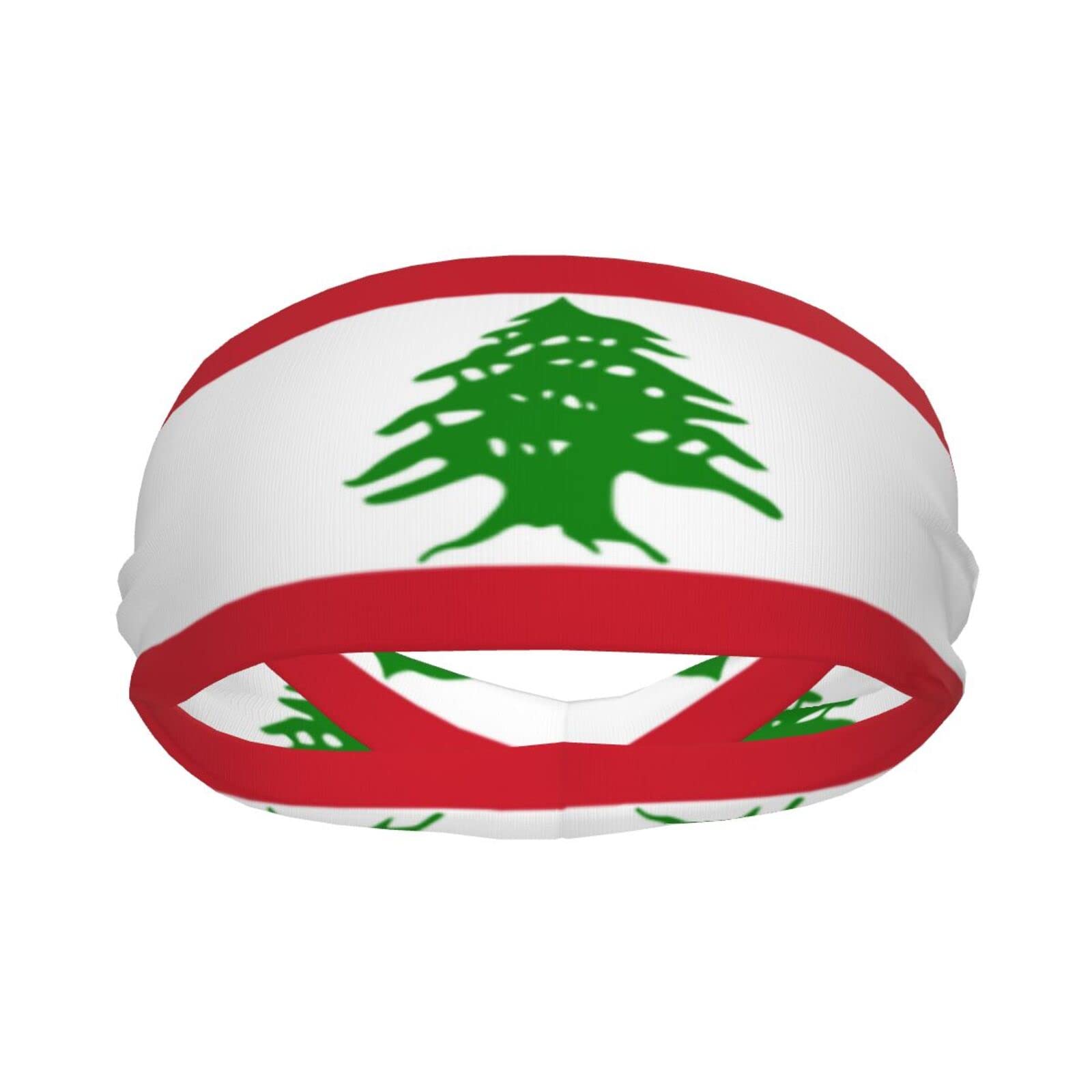 Flag of Lebanon Sports Headbands Lightweight Hairband Stretchy Moisture Wicking Workout Sweatbands for Men Women