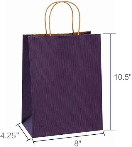 Vista 20 de BagDream 25 bolsas de regalo marrones de 8 x 4.25 x 10.5 pulgadas, papel kraft para regalos, compras al por menor de mercancías de comestibles