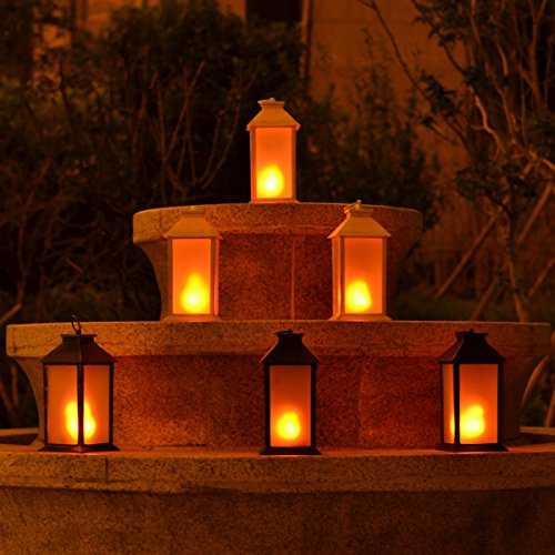 13" Vintage Style Decorative Lantern,Flickering Flame Effect Led Tabletop Lantern(Black,4 Hours Timer Batteries Included) Indoor/Outdoor Hanging Lantern,Decorative Candle Lantern Zkee (Set Of 2) #TOP5