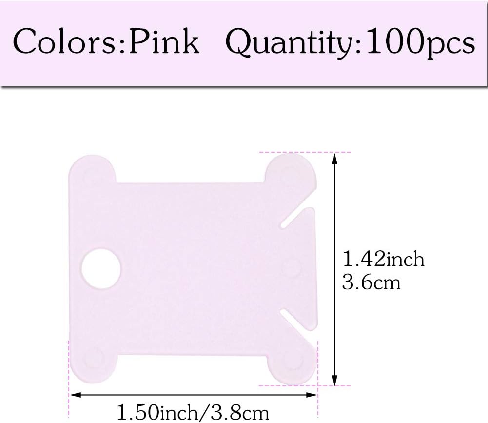 100 Pcs Plastic Floss Bobbin, Embroidery Floss Bobbins, Cross Stitch Embroidery Cotton Thread Embroidery Floss Thread Craft, Pink Embroidery Thread Organize for DIY Sewing Craft
