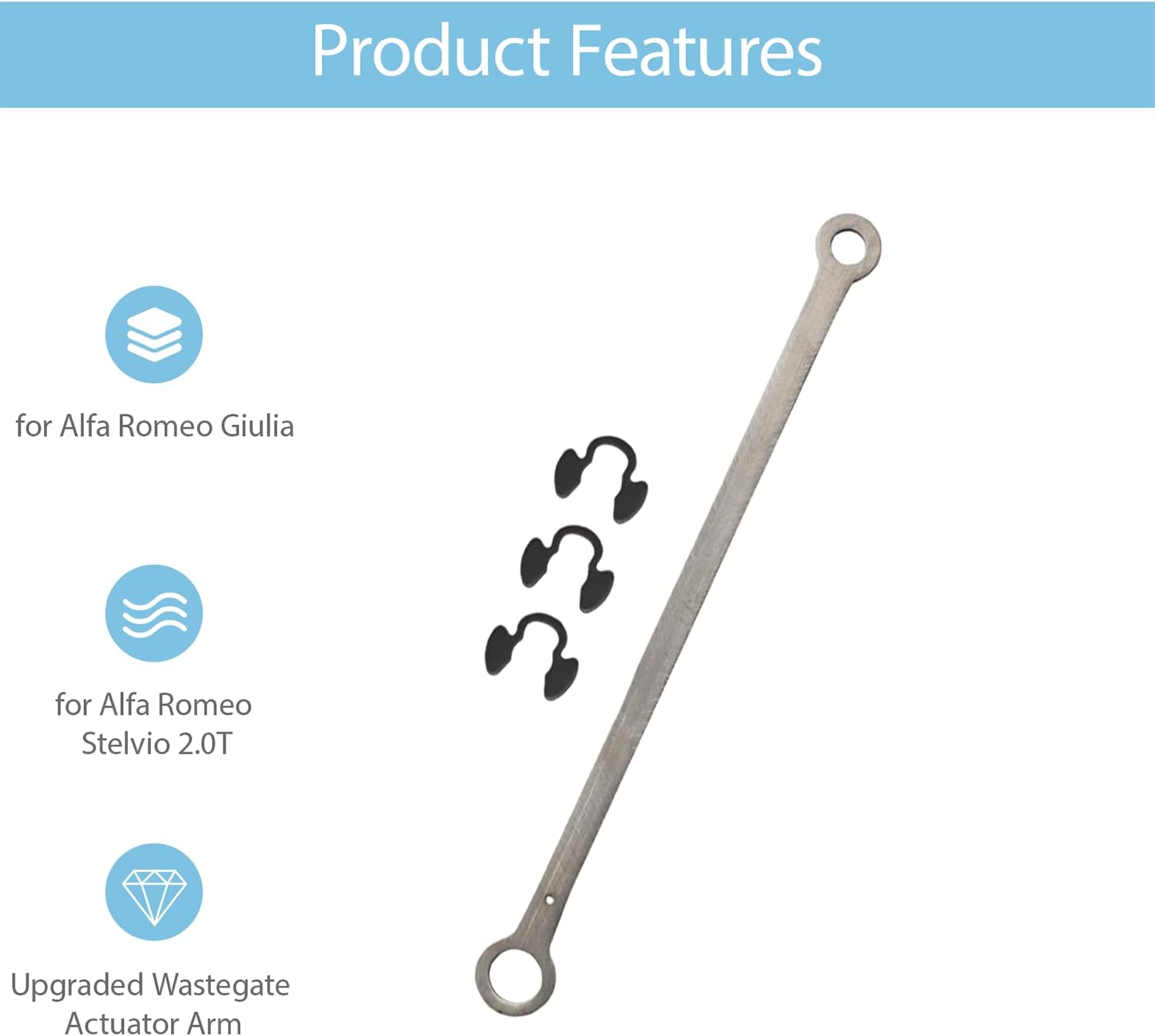 Upgraded Wastegate Actuator Arm Fit for Alfa Romeo Giulia for Alfa Romeo Stelvio 2.0T Turbo Engine Improved Hole Diameter
