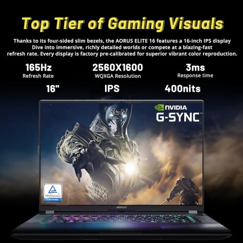 Image of GIGABYTE AORUS Elite 16 16 inch WQXGA 165Hz Gaming Laptop, Intel Core Ultra 9 275HX, NVIDIA GeForce RTX 5070, 32GB DDR5, 3TB Storage(2TB SSD+1TB Docking Station Set), RGB Backlit Keyboard, Win 11, Gray