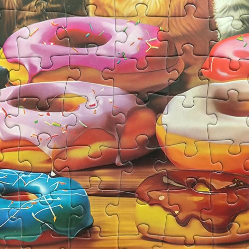 Image of 300 Pieces Jigsaw Puzzles for Adults - Puzzles for Kids Ages 6-8 8-10 10-12 - Large Piece Puzzles for Seniors - Kitchen Kittens and Donuts