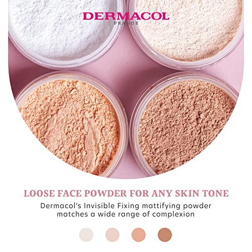 Dermacol - Invisible Fixing Face Powder, Touch-Proof Translucent Setting Powder For Oily Skin & Other Skin Types, Loose Powder Makeup, Frangrance-Free Matte Powder With Powder Puff, Light, 13.5 G #TOP5