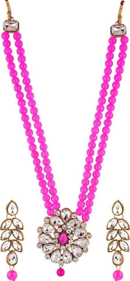 Gyaan Jewels Pearl Necklace set with pendent and earring (pink) (B09VY9P5C3) Amazon Price History, Amazon Price Tracker