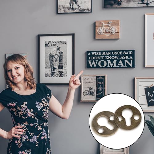Image of 50pcs Round Keyhole Hangers 25mm / 1-inch Mortise Type Metal Keyhole Hanging Films Shelf Hangers Brackets Antique Bronze Picture Frame Hanging Plate with Screws