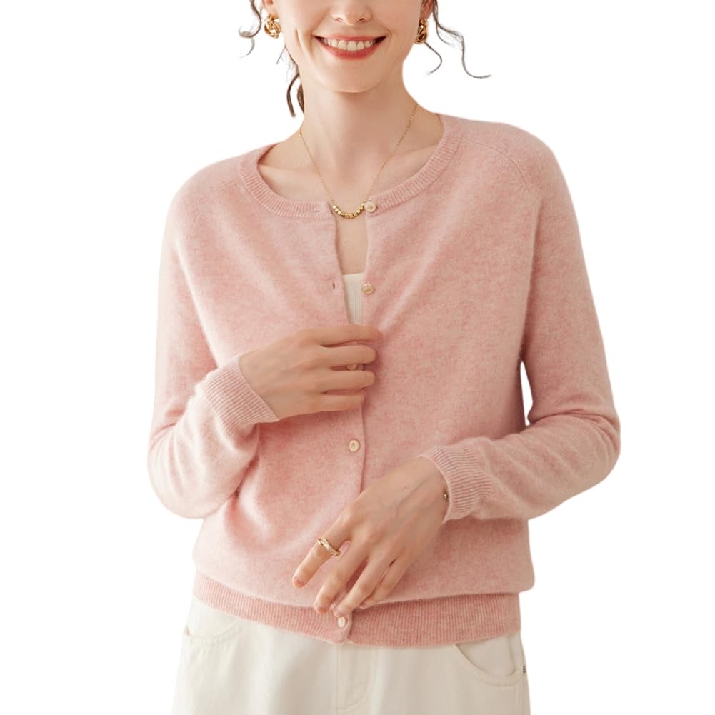 E-girl Maglione da donna 95% cashmere, girocollo, a maniche lunghe, lavorato a maglia, da donna, in lana di cashmere, sottile, SH504