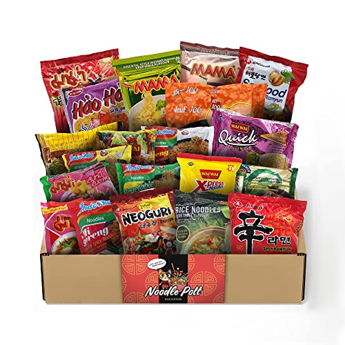 NASCHMASCHINE | Asia Instant Nudeln Box | 20 verschiedene Sorten von MAMA, Indomie | Asia Ramen Udon aus Rind, Schwein, Shrimps, Huhn, Gemüse Geschmack