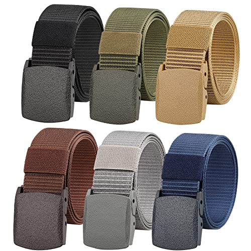 Generic 6 Pack Tactical Military Nylon Belt Plastic Buckle Metal Free Webbing Canvas Belt for Outdoors